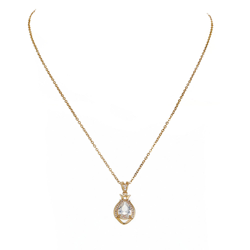 European and American necklace jewelry Light luxury simple style niche perfume bottle water drop transparent crystal zircon necklace accessories
