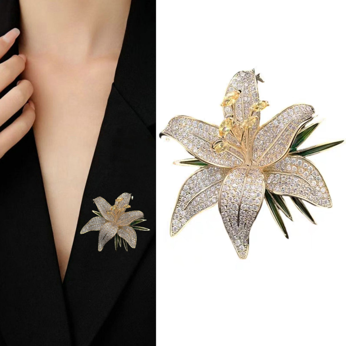 Elegant And Refined Full-diamond Lily Broochcollar Pin