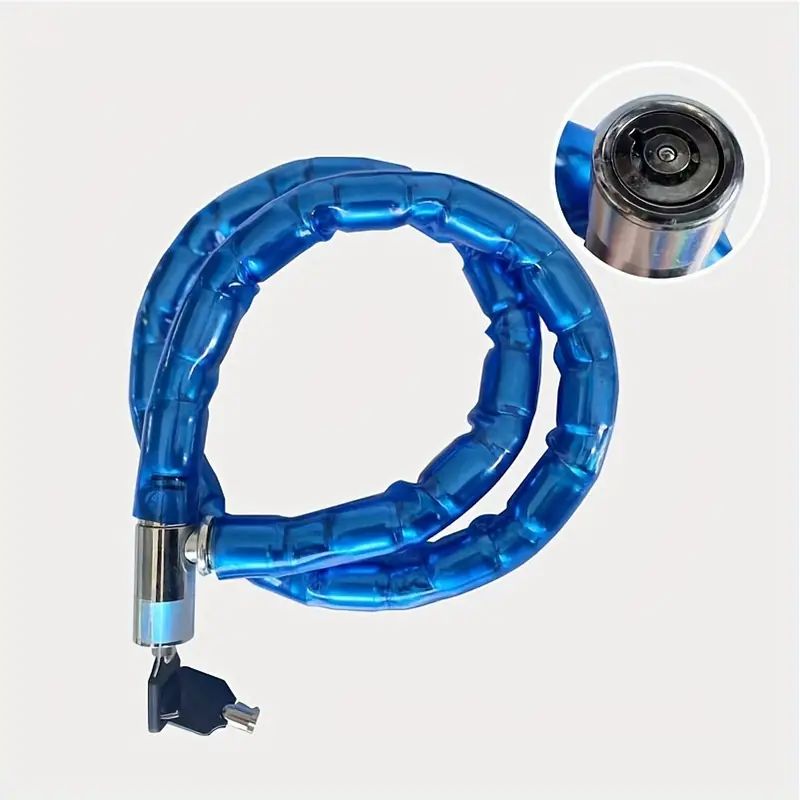 Motorcycle security cable lock (Blue) .