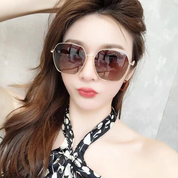 Metal Frame Women Fashion Sunglasses - Brown - Shop N Save