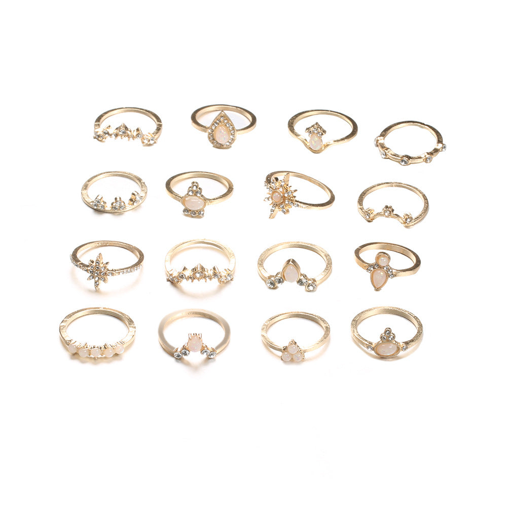 Opal Diamond Joint Ring Set - European American Retro Style - Shop N Save