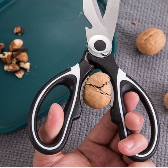 Stainless Steel Meat Cutting Scissors Chicken Bone Corkscrew - Black