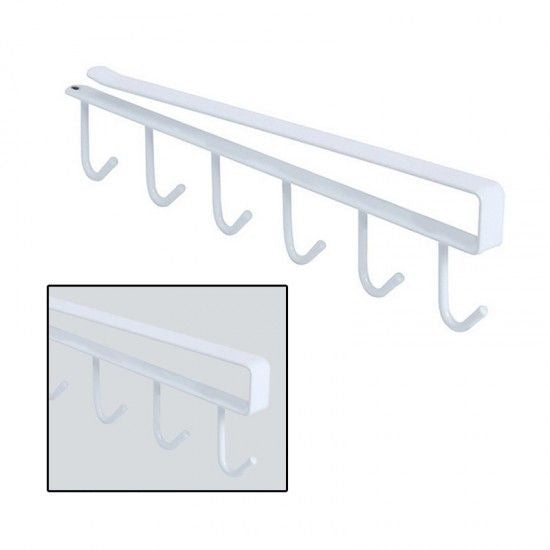 Iron Kitchen Storage Racks Holders 6 Hooks Single Row Hanger - black