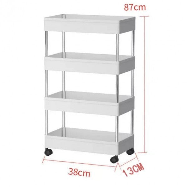 4 Tier Multifunction Plastic Shelving Rack With Wheels - Shop N Save