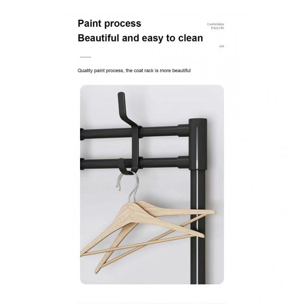 Multifunctional 5 Tiers Shoe Rack And Hat Coat Hanger - Black