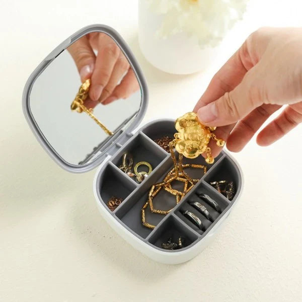 Mini Jewelry Organizer Storage Box With Mirror - Pink - Shop N Save