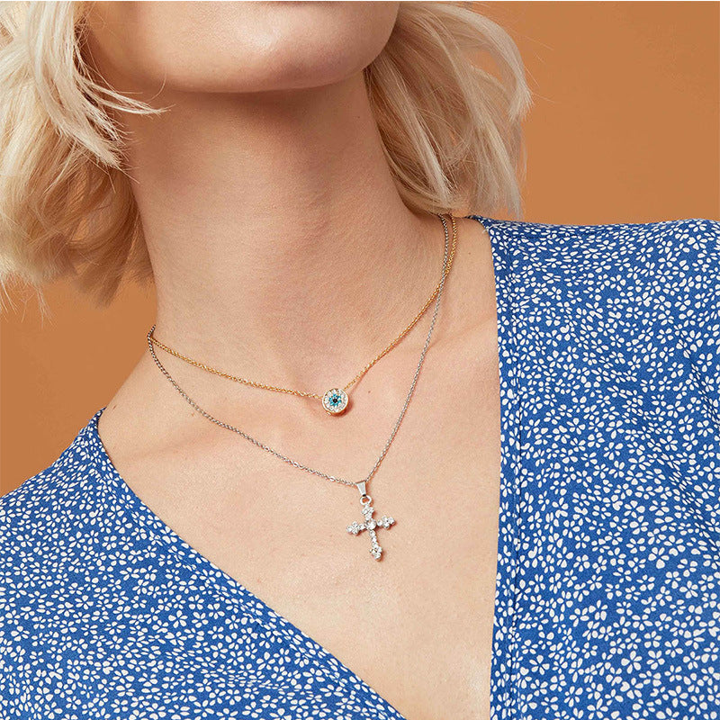 European American Cross Necklace - Retro Diamond Pendant Fashion - Shop N Save