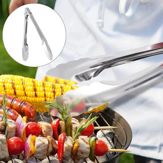 Stainless Steel Tongs BBQ Serving Grill Baking Non-Slip Kitchen Utensil Grilling Pastry Catering Cooking Steak Thong - Shop N Save
