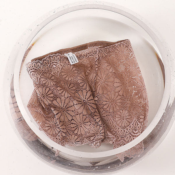 See Through Floral Lace Patched Summer Thin Fabric Women Underwear - Black