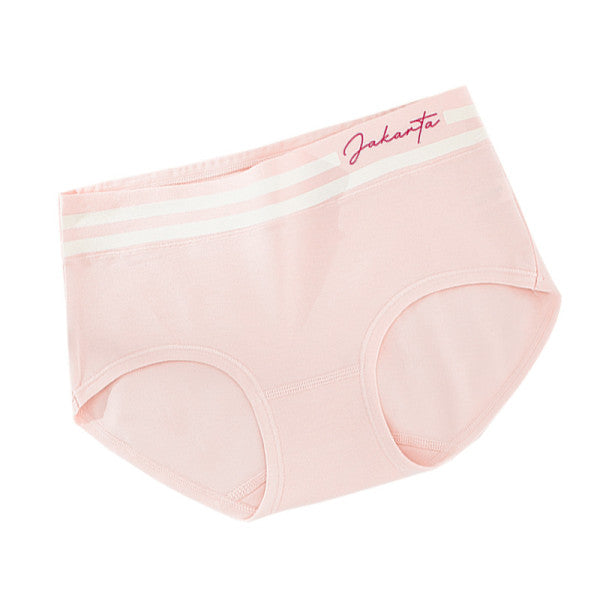 Stripe Patched Summer Thin Fabric Girls Wear Elastic Panty - Light Pink