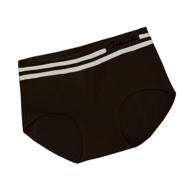 Stripe Patched Summer Thin Fabric Girls Wear Elastic Panty - Black