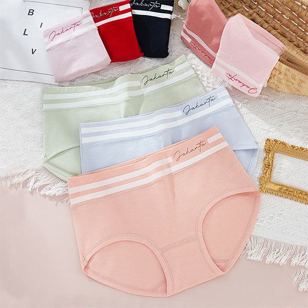 Stripe Patched Summer Thin Fabric Girls Wear Elastic Panty - Red