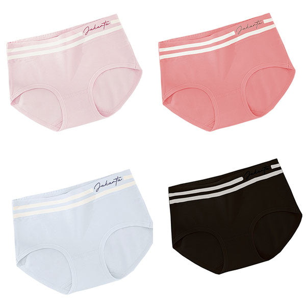 Stripe Patched Summer Thin Fabric Girls Wear Elastic Panty - Red