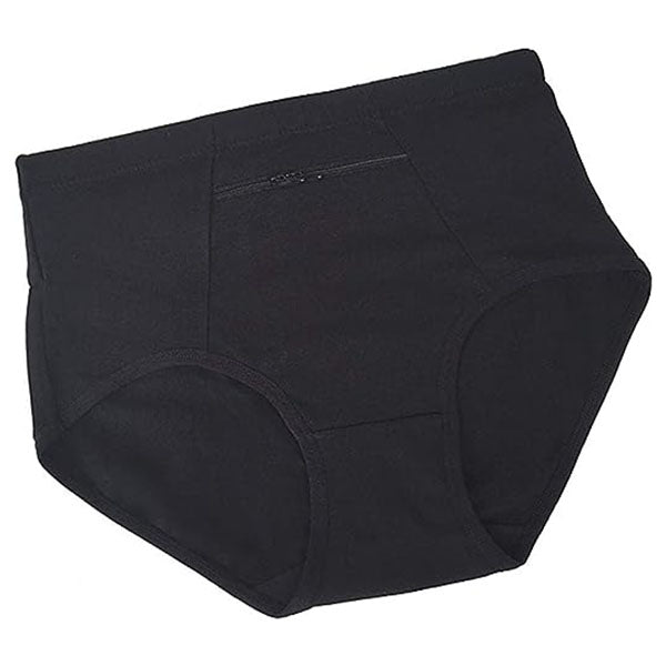 Plain Seamless Fabric Comfortable Wear With Pocket Panty Women Underwear - Black