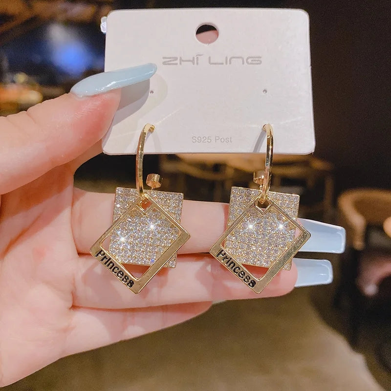 Irregular Square Dangle Earrings: Gold Color, Elegant Fashion Jewelry - Shop N Save