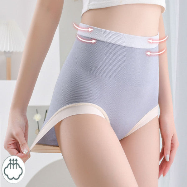 Ribbed Pattern Elastic Waist French Cut Panties Soft Breathable Women's Underwear - Pink