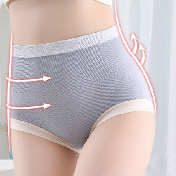 Ribbed Pattern Elastic Waist French Cut Panties Soft Breathable Women's Underwear - Light Purple - Shop N Save