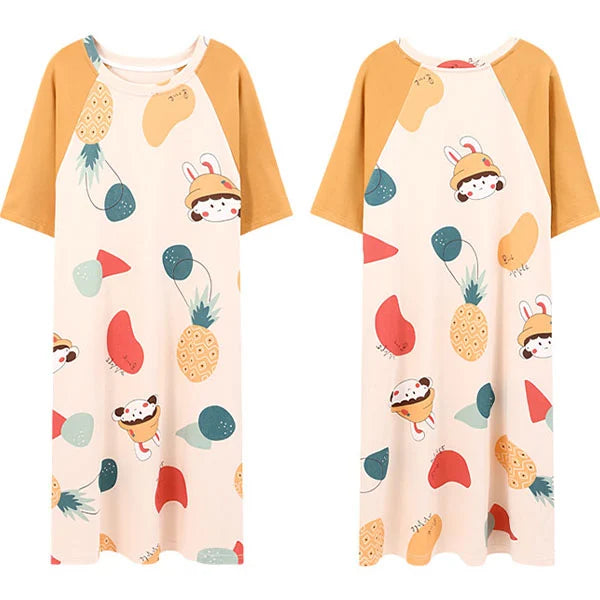 Fruits Print Midi Night Dress - Casual Sleepwear for Girls - Shop N Save