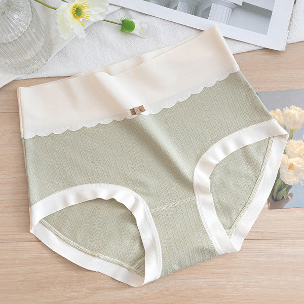 Comfortable Women's High Waist Brief Elastic Closure Soft Cotton Blends Underwear - Light Green - Shop N Save