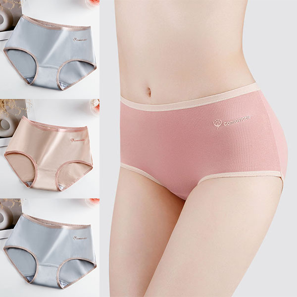 Stylish Two Tone Elastic Waist Hipster Women's Cotton Blend Underwear - Skin - Shop N Save