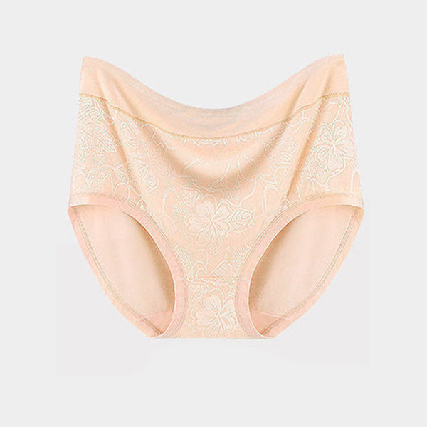 Floral Print Elastic Waist Hipster Underwear Soft Breathable Stylish Women\'s Panties for Casual Comfort in Skin Tone - Shop N Save