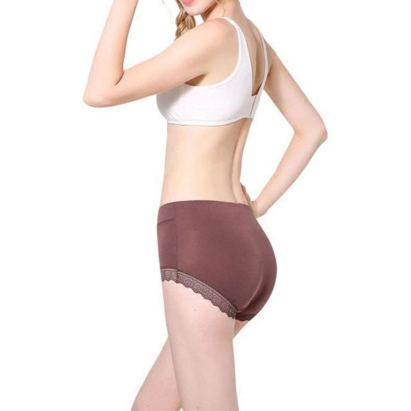Lace Patched Coffee Color Hipster Underwear Breathable Thin Fabric Normal Fit Women\'s Inner Wear for a Casual Comfortable Look - Shop N Save
