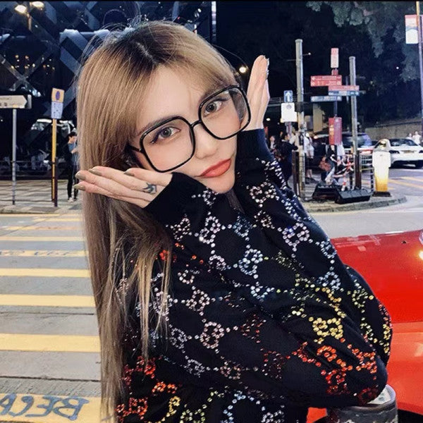 Clear View Square Large Black Frame Retro Fashion Glasses for Stylish Girls - Shop N Save