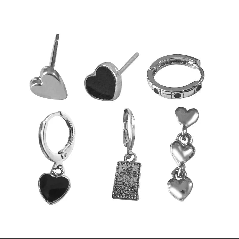 Punk Silver Tassel Chain & Cherry Hoop Earrings: Edgy Geometric Design for Women - Shop N Save