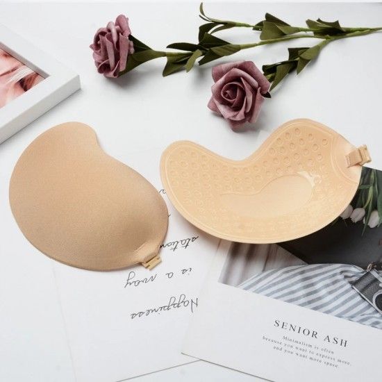 Push Up Backless Strapless Seamless Front Closure Silicone Bra - Skin