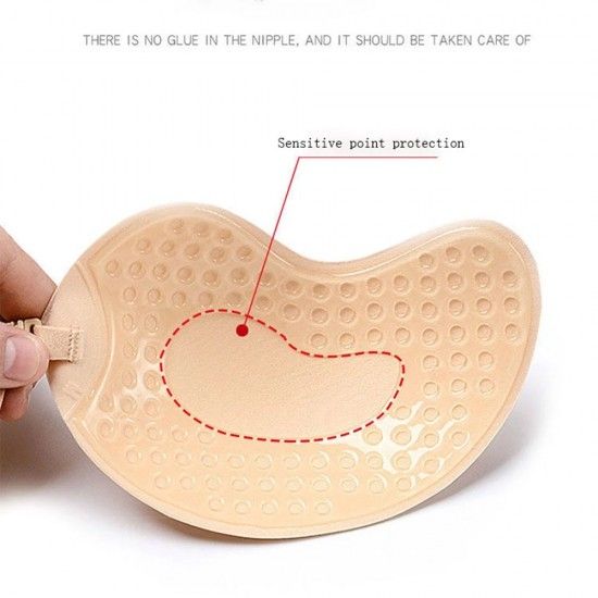 Push Up Backless Strapless Seamless Front Closure Silicone Bra - Skin