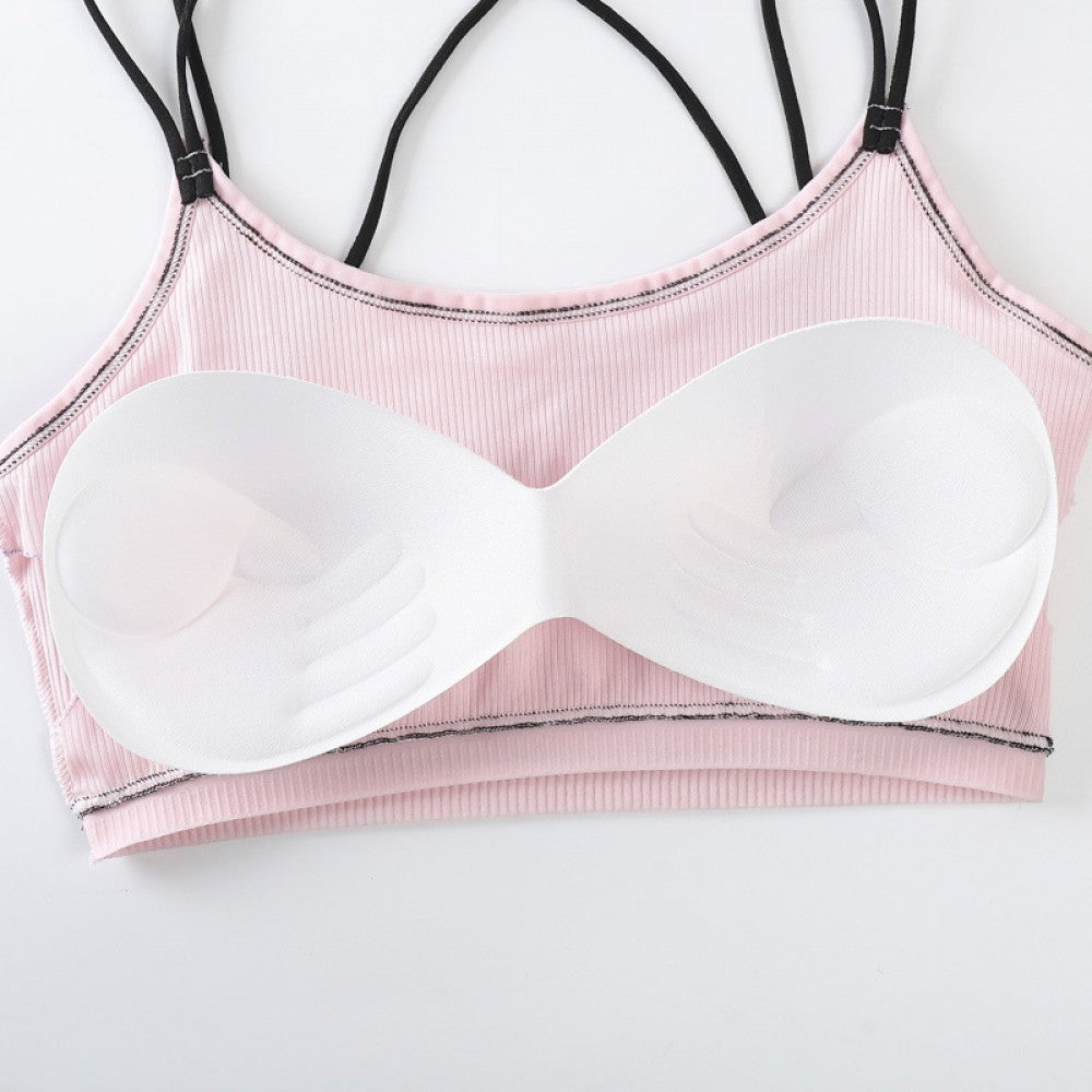 Soft Cotton Seamless Underwear Padded Bra - White - Shop N Save