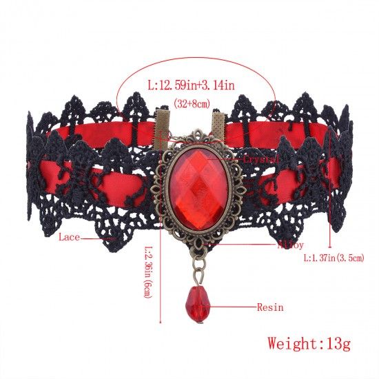 Gothic Crystal Tassel Tattoo Choker Necklace Yellow