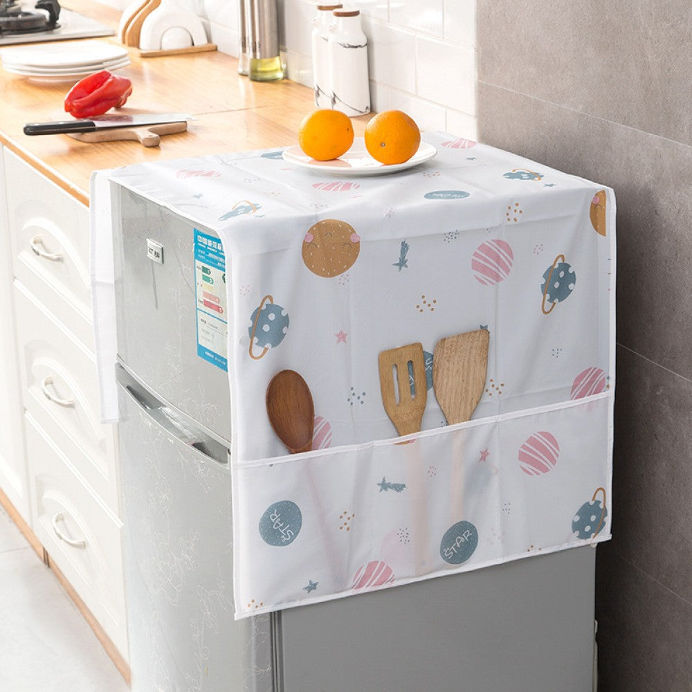 Refrigerator Dust Proof Printed Cover With Storage Bag Washable - Multicolor