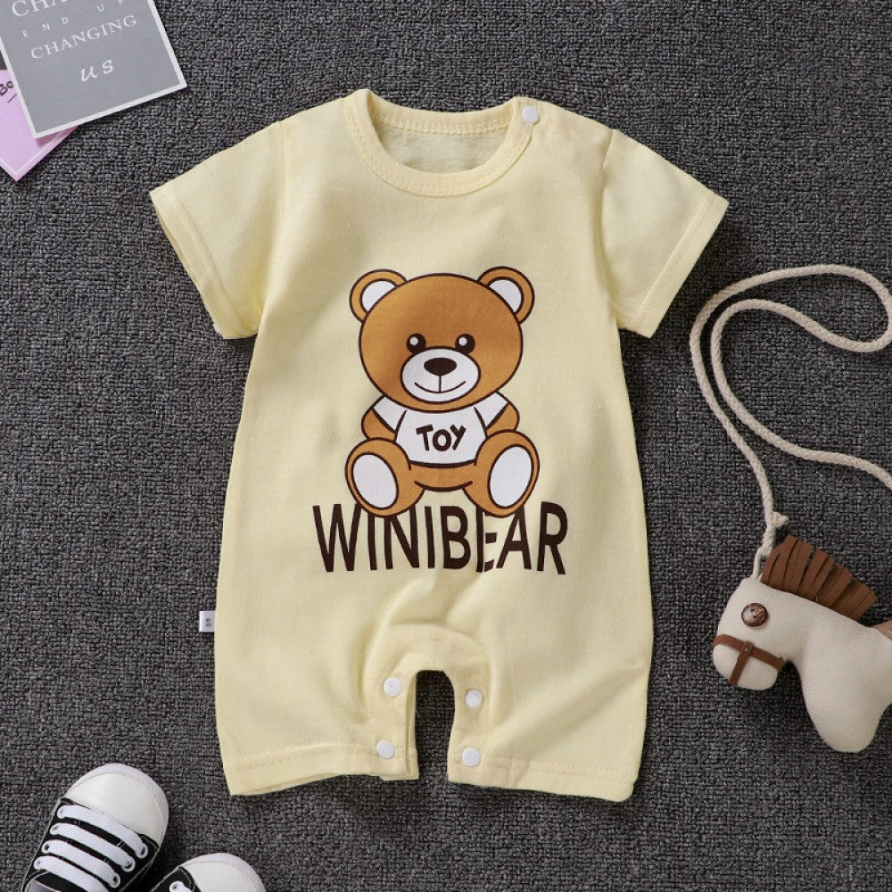 Pure Cotton Short-Sleeved Newborn Baby Jumpsuit - White - Shop N Save