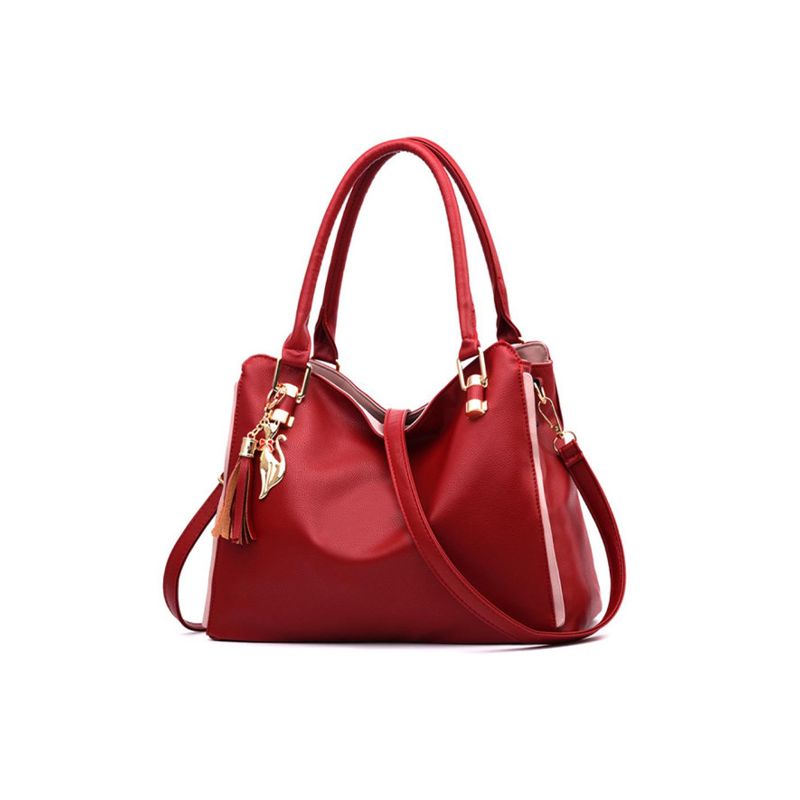 Wine Red Leather Handbag: Stylish, Spacious, Elegant, Versatile Chic - Shop N Save