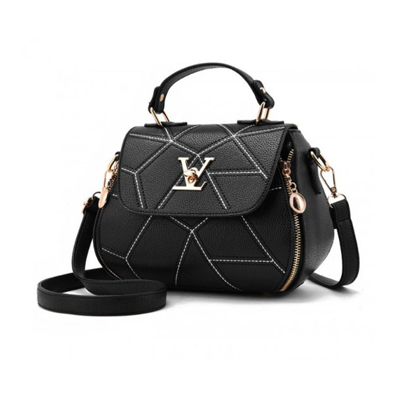 V-Shaped Black Handbag: Stylish, Compact, Versatile, Fashionable Statement - Shop N Save