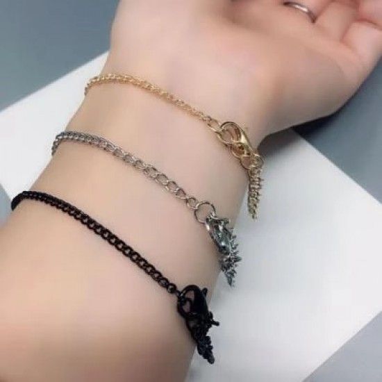 Cardiogram Lightning Design Couple Heartbeat Bracelet - Golden