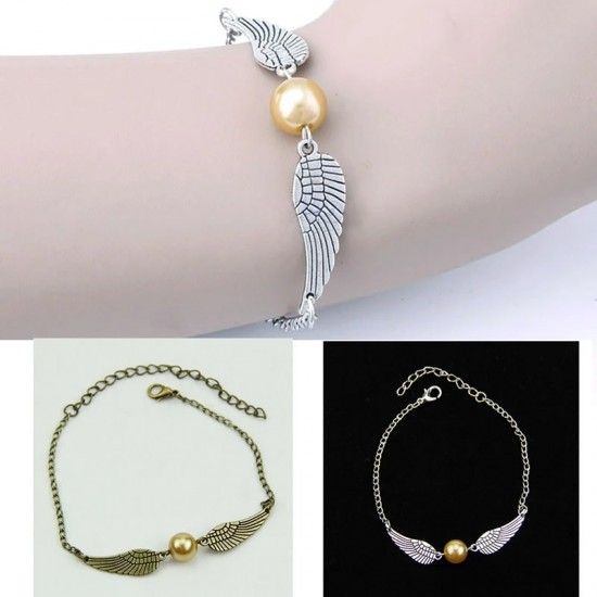 Vintage Jewelry Retro Tone Snitch Pocket Wings Bracelet Golden