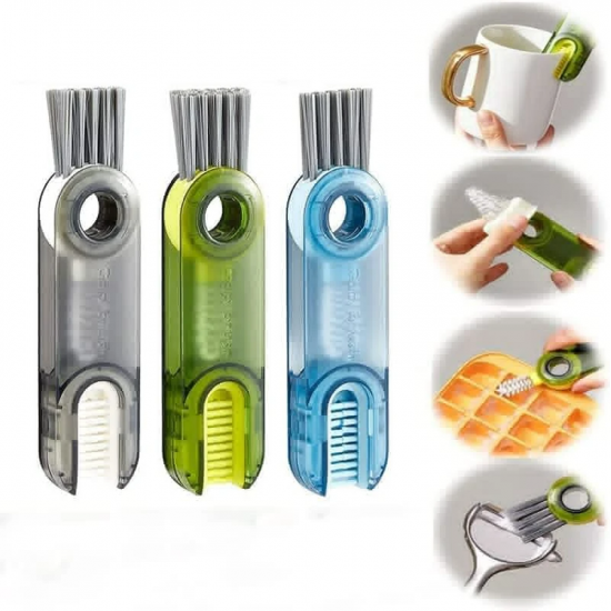 3 In 1 U-shaped Cup Mouth Multifunction Water Bottle Cup Cleaning Brush Blue - Shop N Save