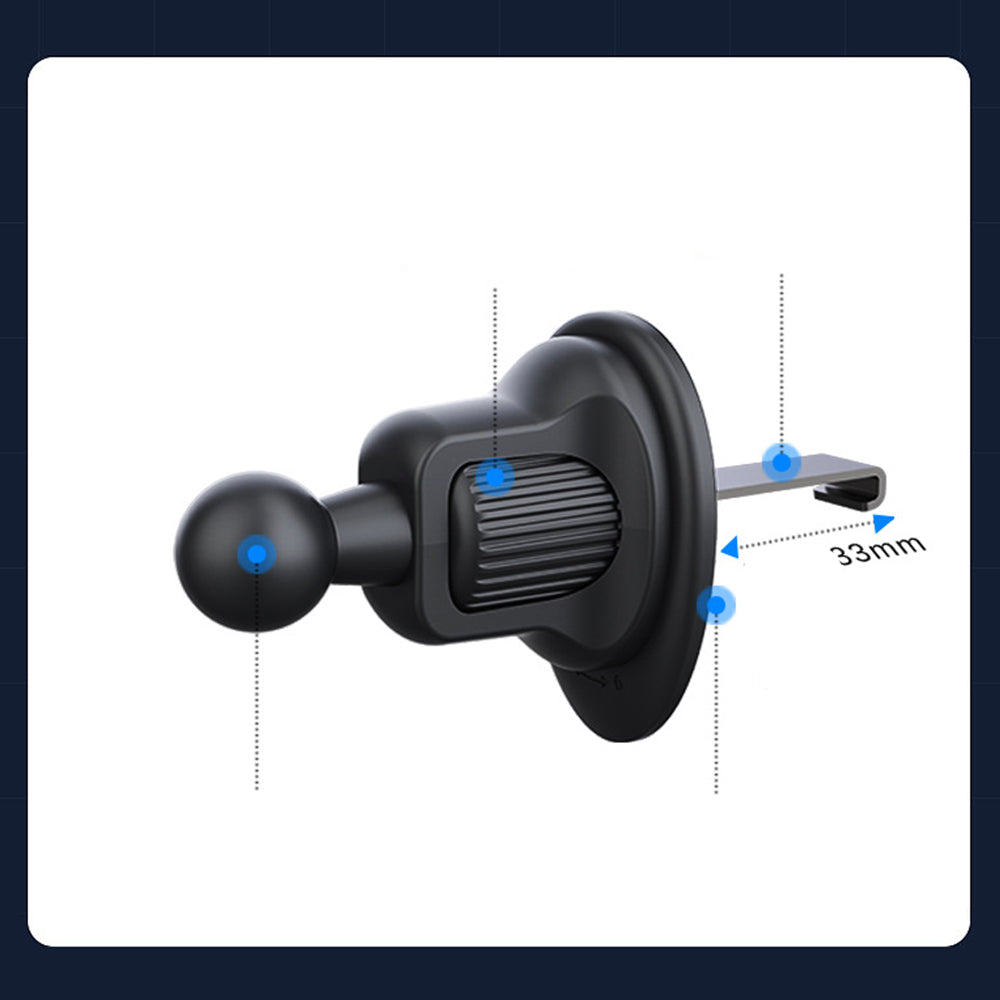 Air Vent Car Phone Holder - Round Shape Strong Grip Air Outlets Ball Head Car Mount Bracket Mobile Holder For All Type Of Car - Black