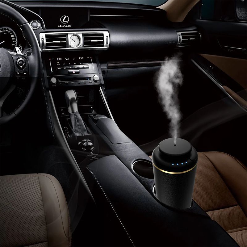 Car Aroma Diffuser A601 - 10 ML (Matt Black) with built-in rechargeable Lithium Battery & four timers