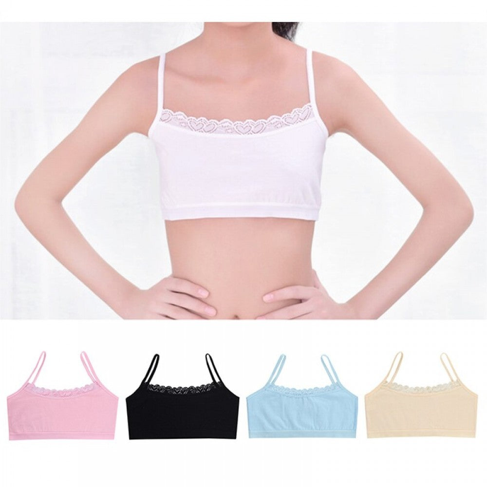 Young School Girl Cute Training Cotton Bra - White - Shop N Save