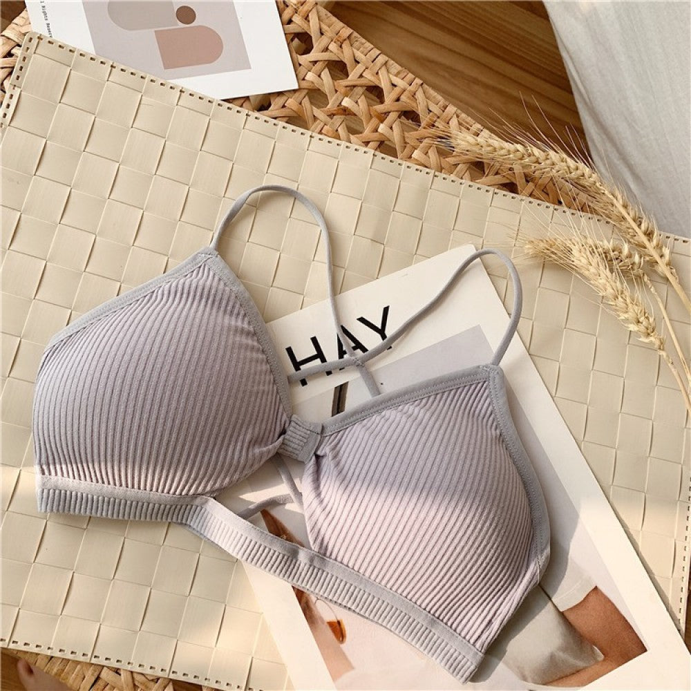 Cross-Border Strap Base Ring Bra - Gray - Shop N Save