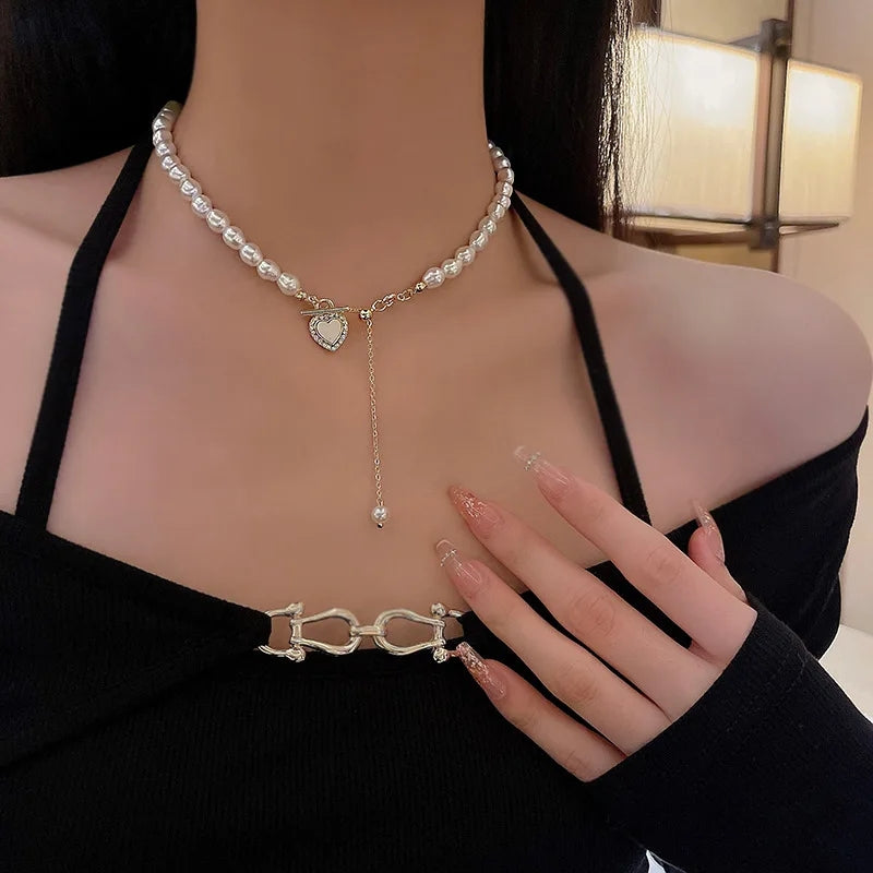 Stainless Steel Love Pearl Choker: Elegant Pendant, Party Jewelry - Shop N Save