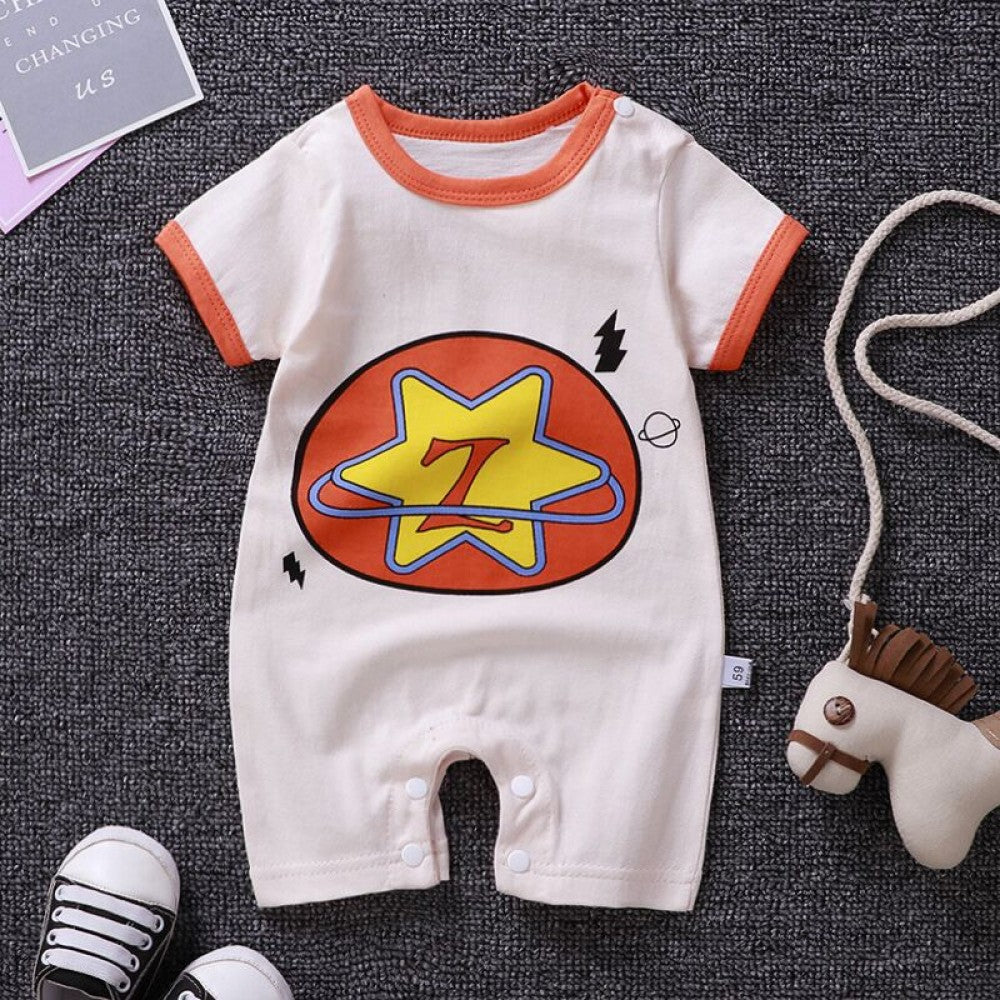 Pure Cotton Short-Sleeved Newborn Baby Jumpsuit - Blue - Shop N Save