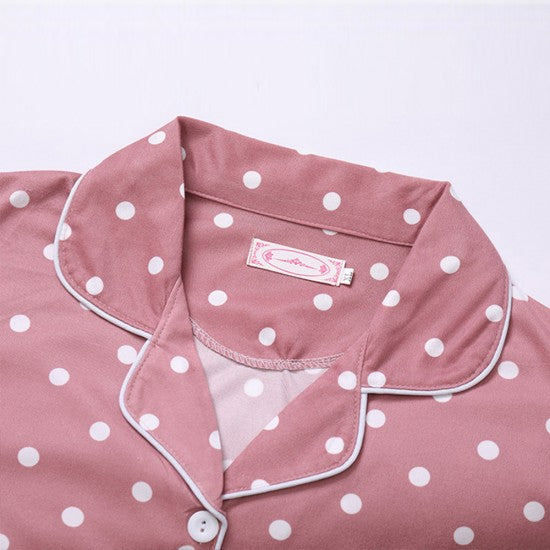 2Pcs Floral Printed Pajama Set - Solid Color Round Collar Neck Long Sleeves With Trouser Sleepwear For Women Nightwear - Barbie Pink