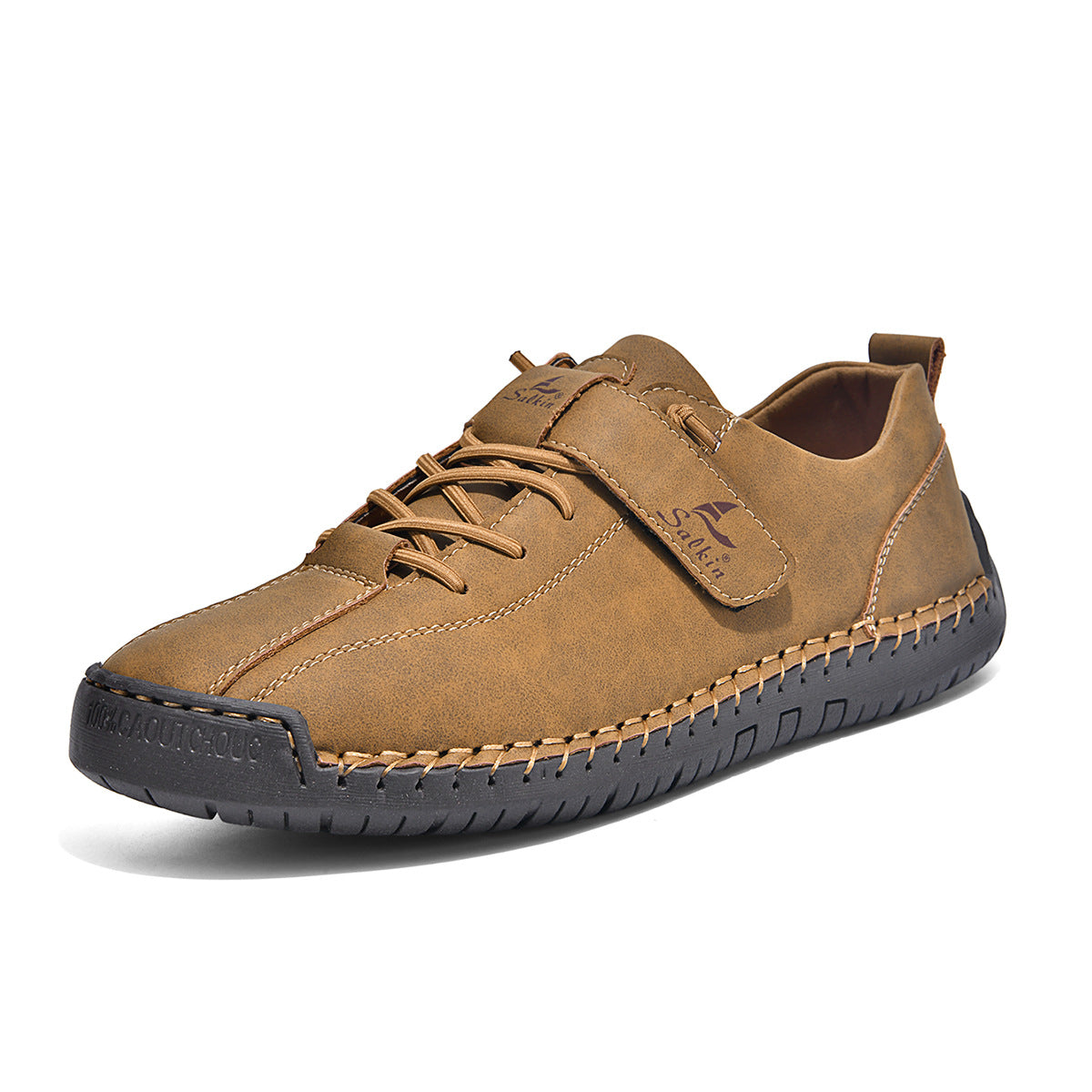 Large-size Mens Short Boots With Hand-stitched Detailing