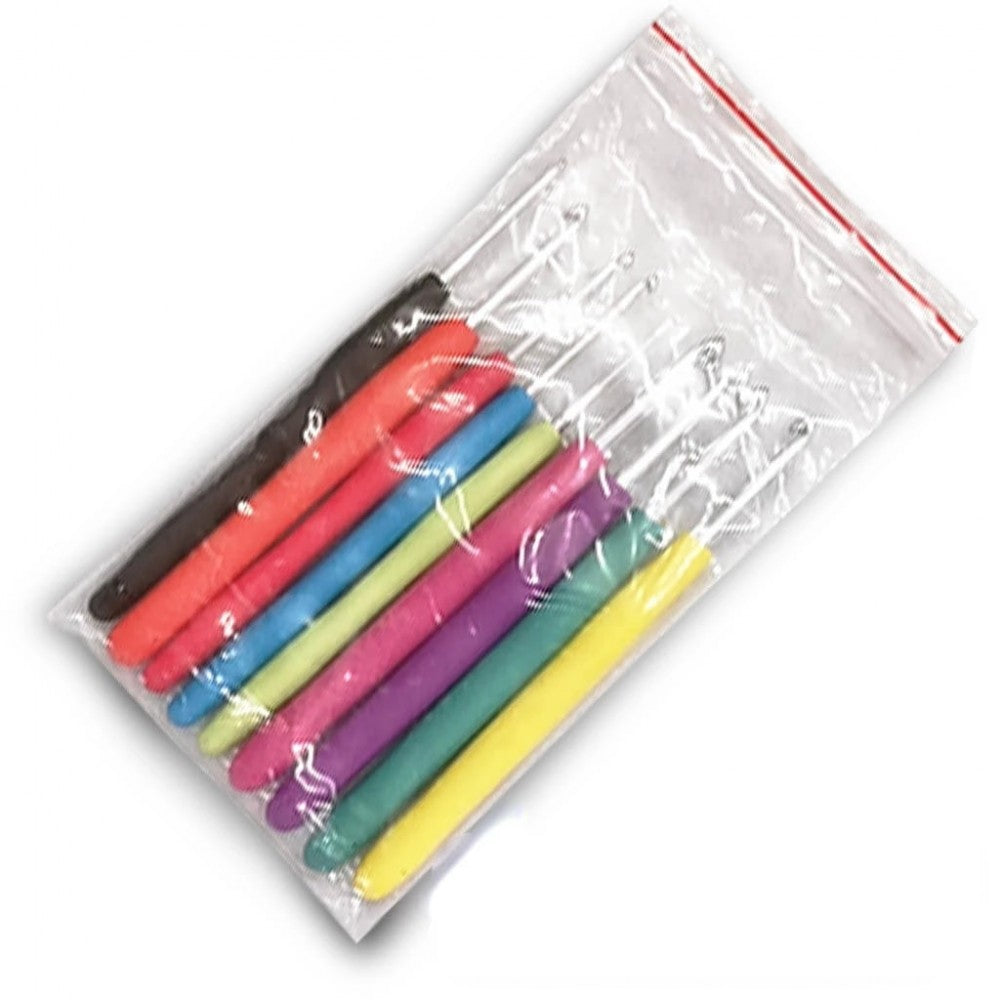 9 Pcs Colored Handle Crochet Sweater Handle Aluminum Crochet Yarn Needles Multicolor