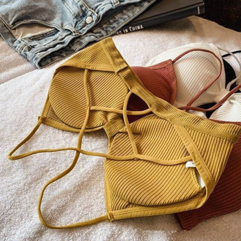 Cross-Border Strap Base Ring Bra - Yellow - Shop N Save
