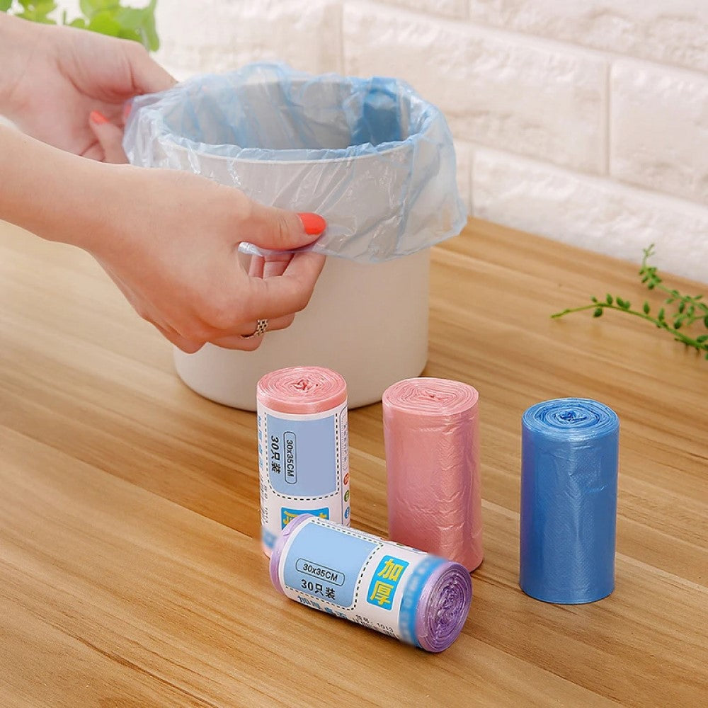 30 Pcs Disposable Garbage Dustbin Bag Shopper Roll Green
